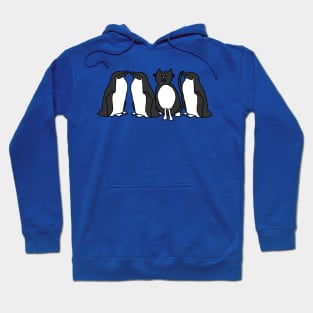 Funny Tuxedo Cat and Penguins Hoodie